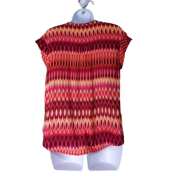 Apt. 9 Women's Pink Orange & Maroon short sleeve blouse size M - Picture 5 of 8